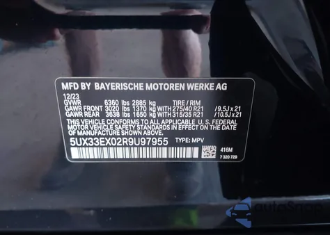 2024 BMW X6 xDrive40I z USA, uszkodzony, nr VIN 5UX33EX02R9U97955